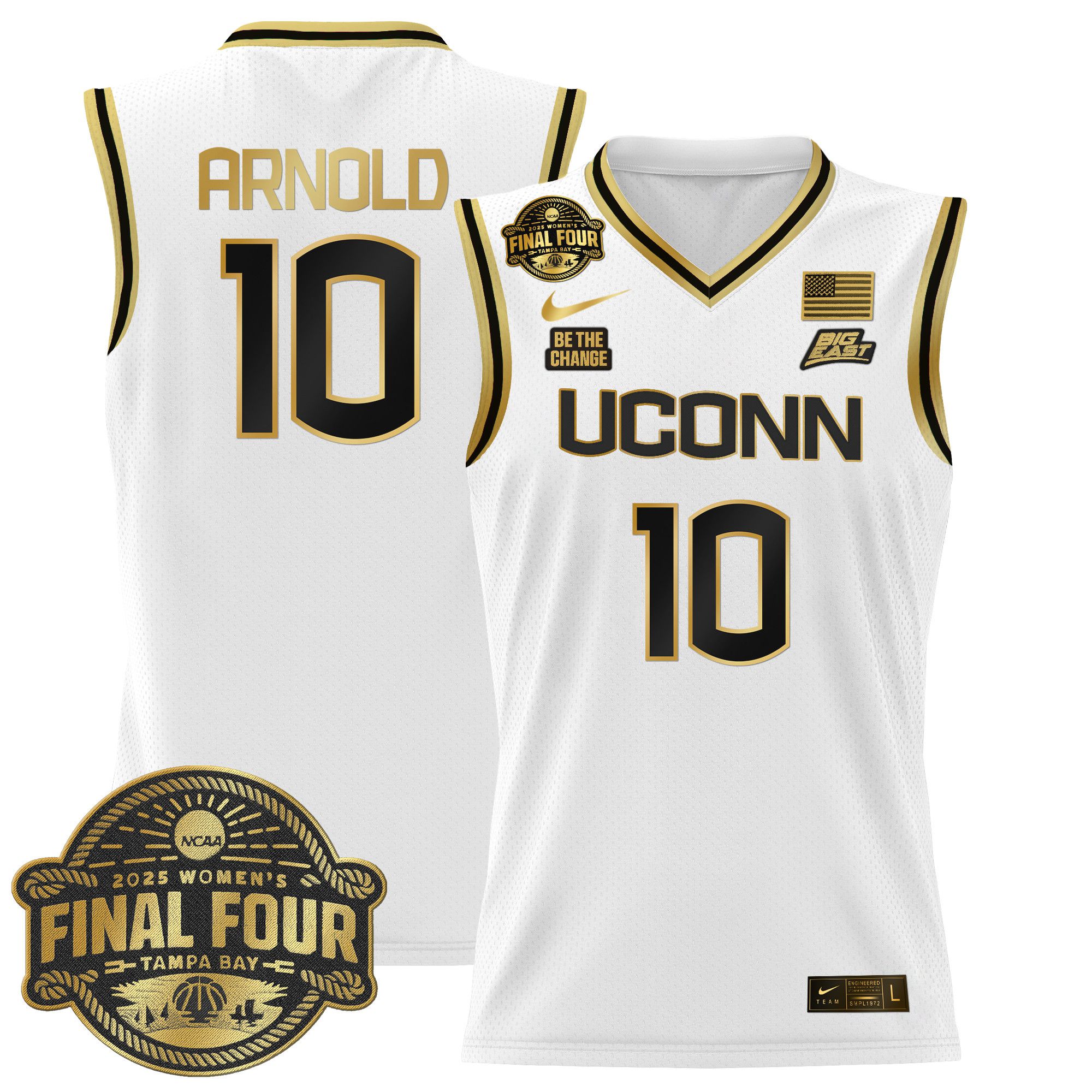 Men UConn Huskies #10 Arnold White Nike 2025 Big Eat Final Four Patch Lightweight Basketball NCAA Jerseys->more ncaa teams->NCAA Jersey